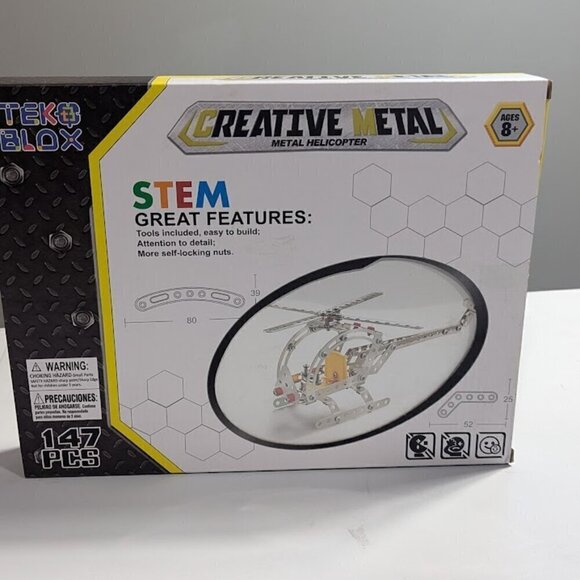 NEW IN BOX Tek B Blox Creative Metal-  Metal Helicopter 147 Pcs AGES 8 &UP STEAM - Picture 3 of 4